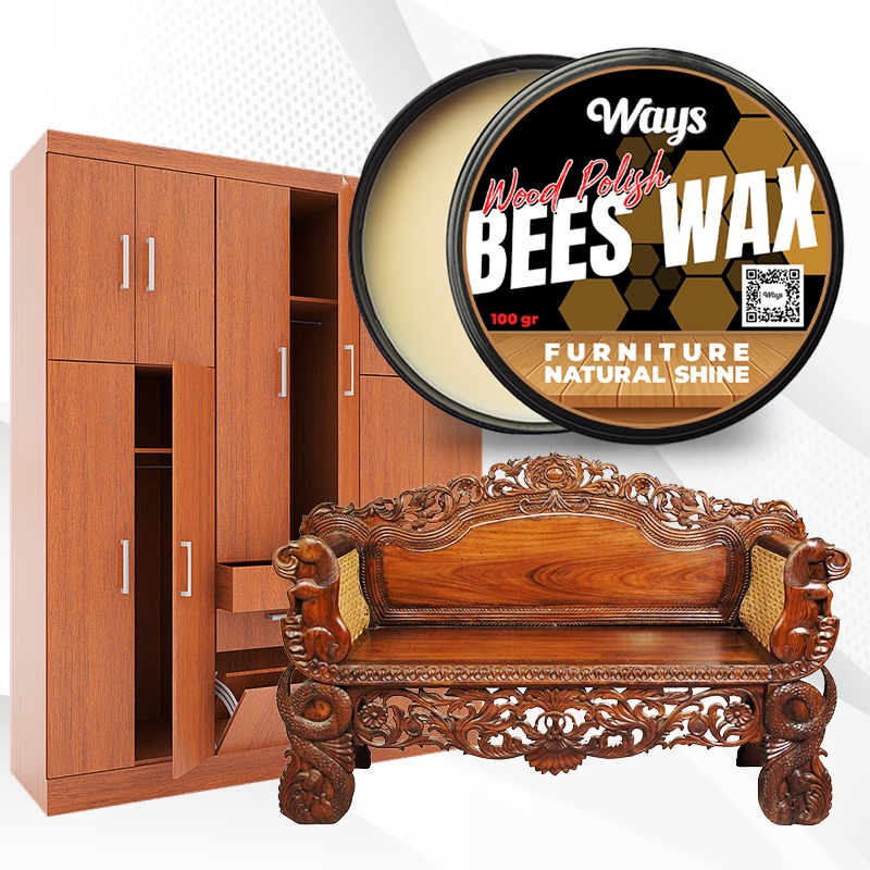 WAYS Bees Wax Wood Poles Pengkilap Furniture Kayu Meja Kursi Lemari / Beeswax - FREE Applicator