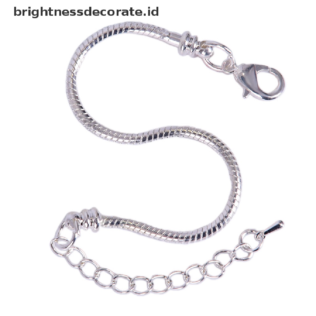 [Birth] Wanita Stainless Steel Tulang Ular Pesona Gelang Perak Bangle Bare Chain Jewelry [ID]