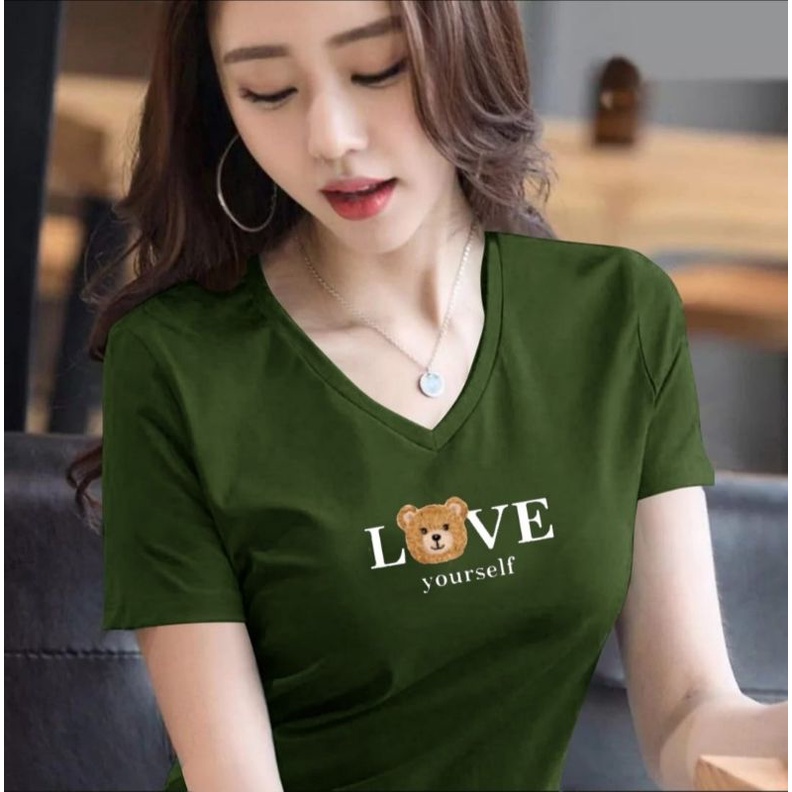 BAJU KAOS V NECK ATASAN WANITA/KAOS ATASAN WANITA/KAOS SPANDEK