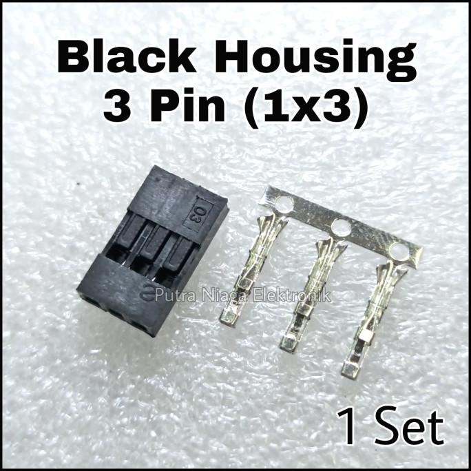 (1 Set) Black Housing 3p 2.54mm Konektor Hitam Dupont Female 1x3 3pin putr4n14 Diminati Banget