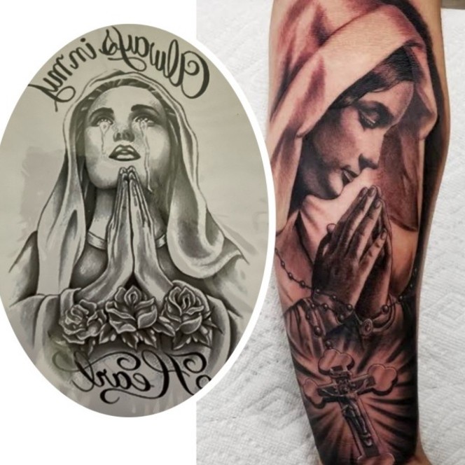 TATO TEMPORER Temporary Tatoo sticker palsu AVE holy BUNDA MARIA PRAY
