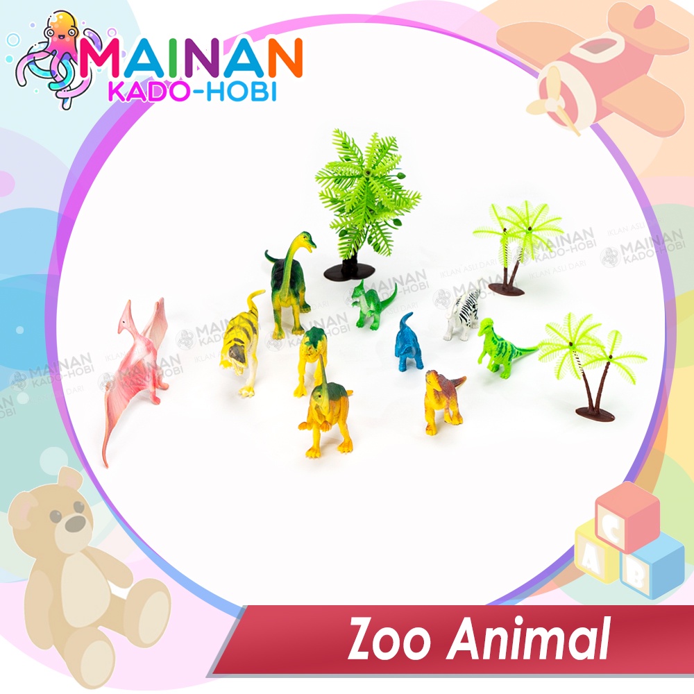 HADIAH KOLEKSI ANAK PAJANGAN SET MINIATUR ZOO ANIMAL DINOSAURUS