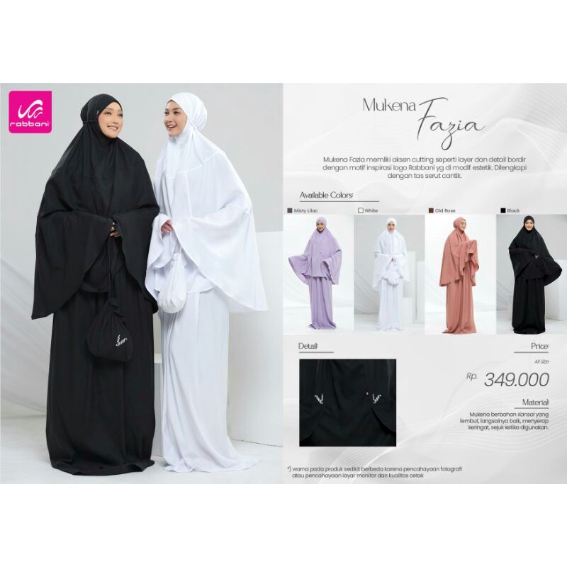 Mukena Fazia Rabbani - Mukena Rabbani Fazia - Mukena Rabbani Terbaru - Mukena Atas Bawah Rabbani - M