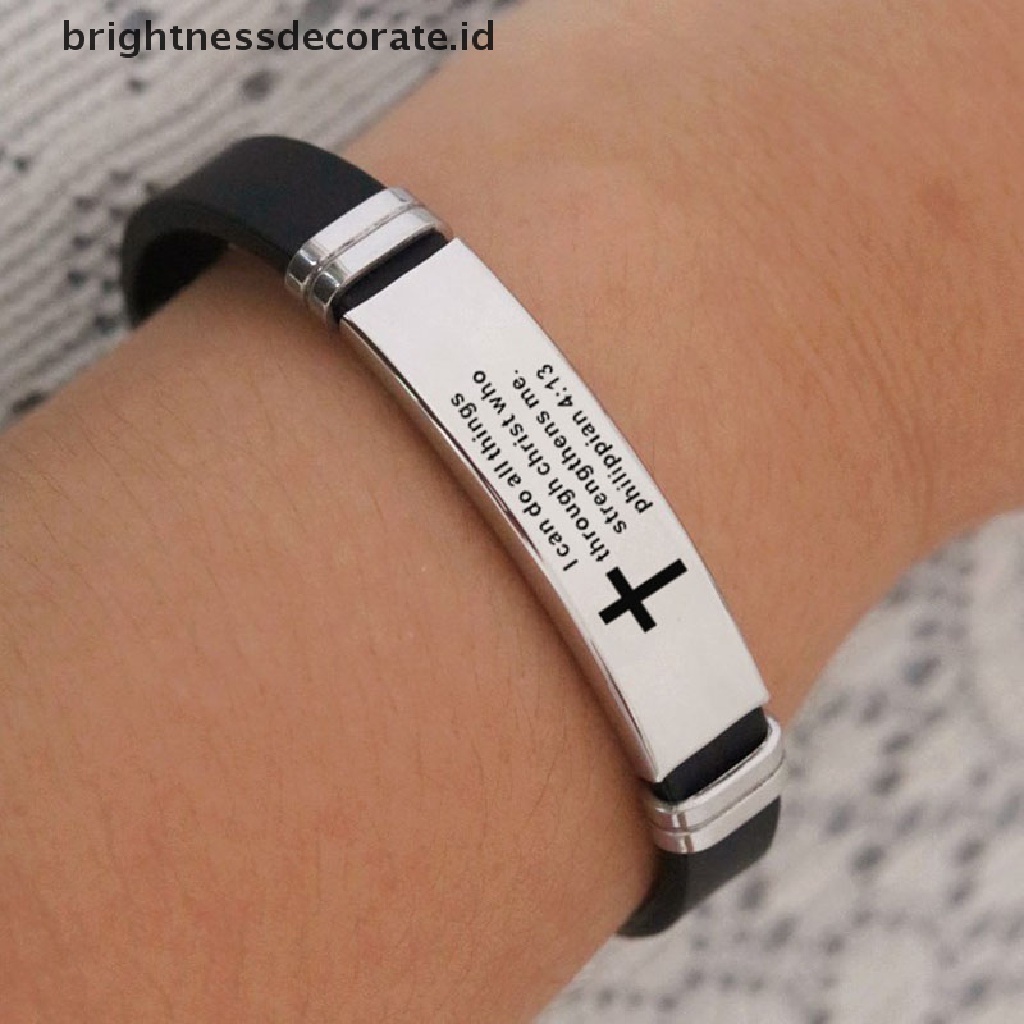 [Birth] Gelang Salib Adjustable Silicone Bangles Wristband Love Never Fails Jewelry [ID]