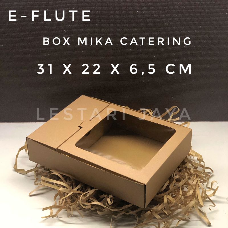 Box Kardus E-Flute Coklat Untuk Packaging Hampers Snack Box Nasi Berkat Catering Mika Sekat 31x22x6.5 CM