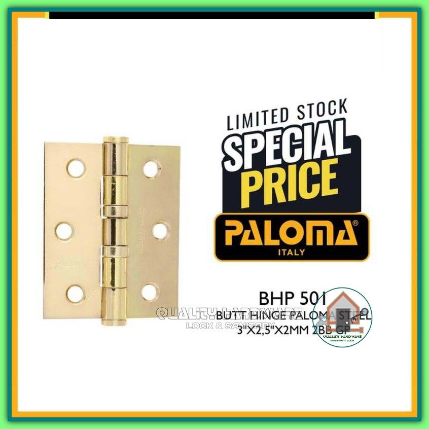 Engsel Jendela Stainless Paloma QHBHP 501 - 3" inch Engsel Pintu Gold SUS 304 Murah Berkualitas