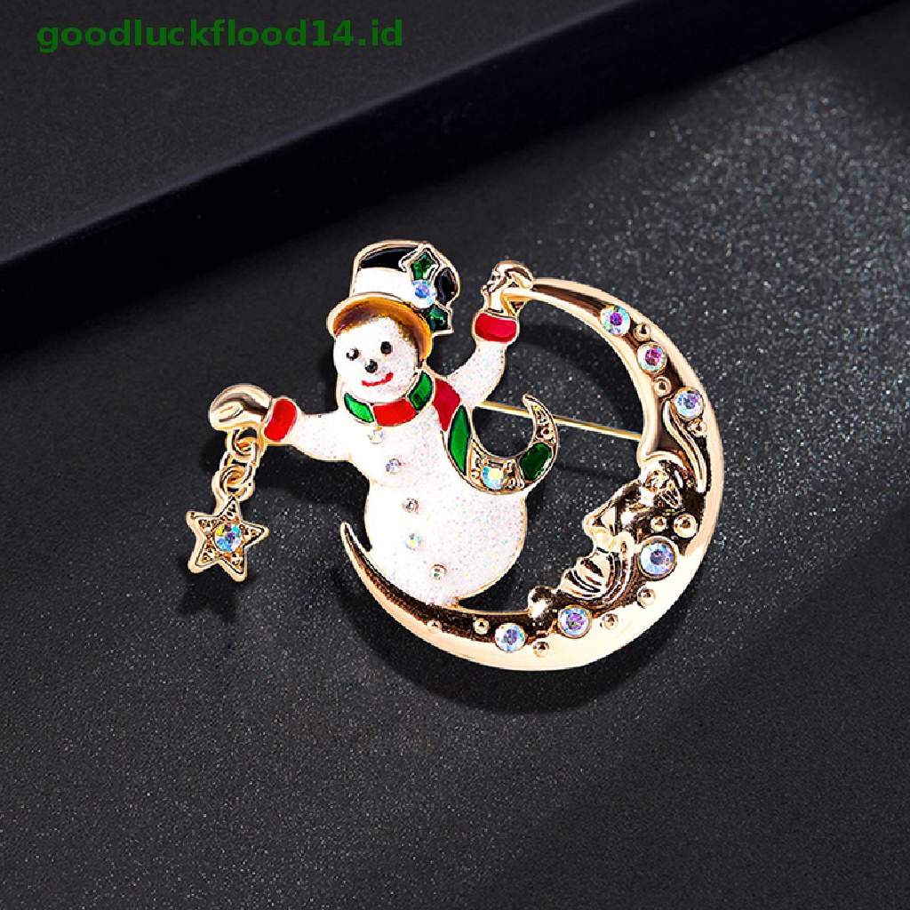 [GOOGFOUR] Indah Natal Bros Snowman Santa Claus Pin Fashion Perhiasan Hadiah Natal Dekorasi Bros [TOP]