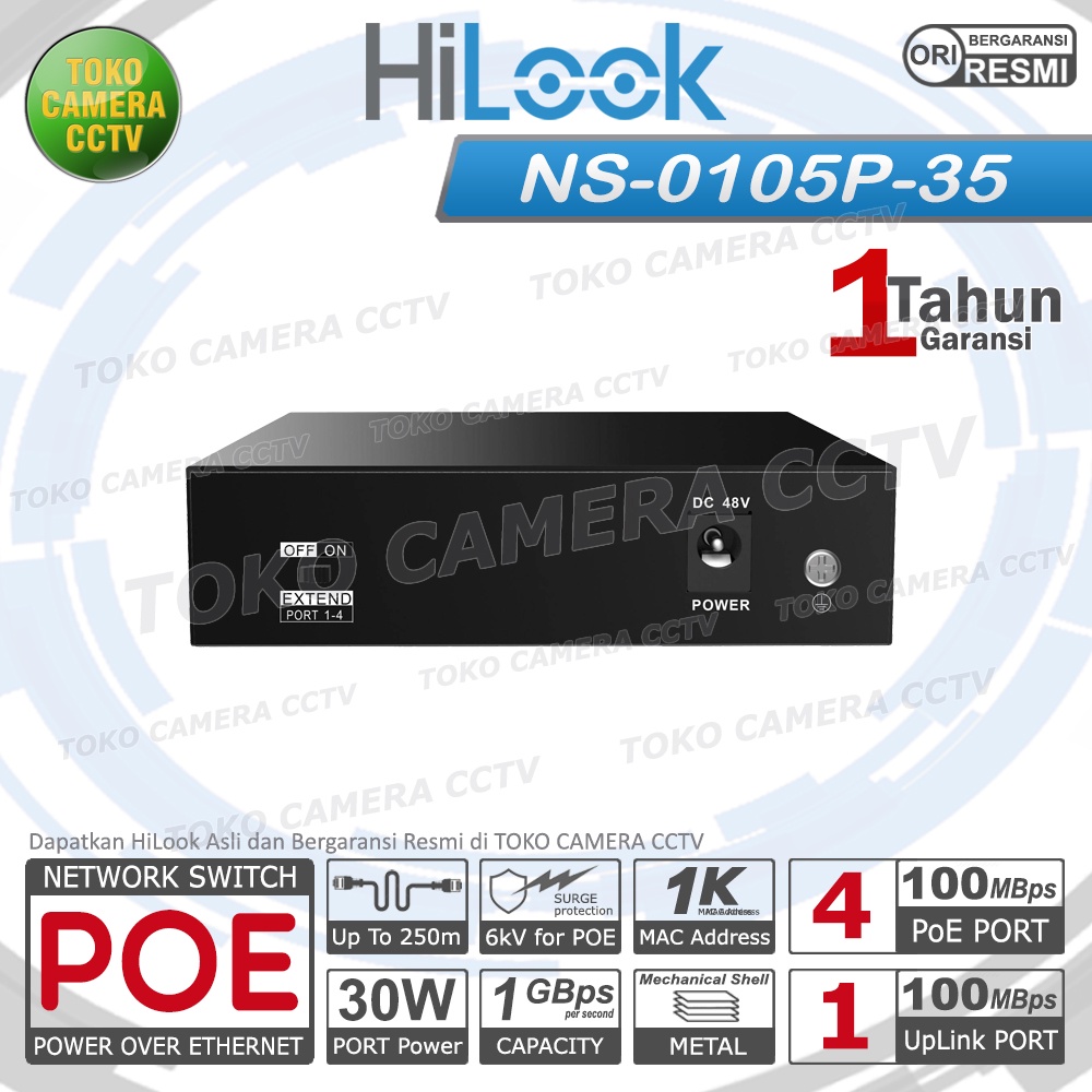 SWITCH POE HILOOK 4 PORT 1 UPLINK FOR IP CAMERA