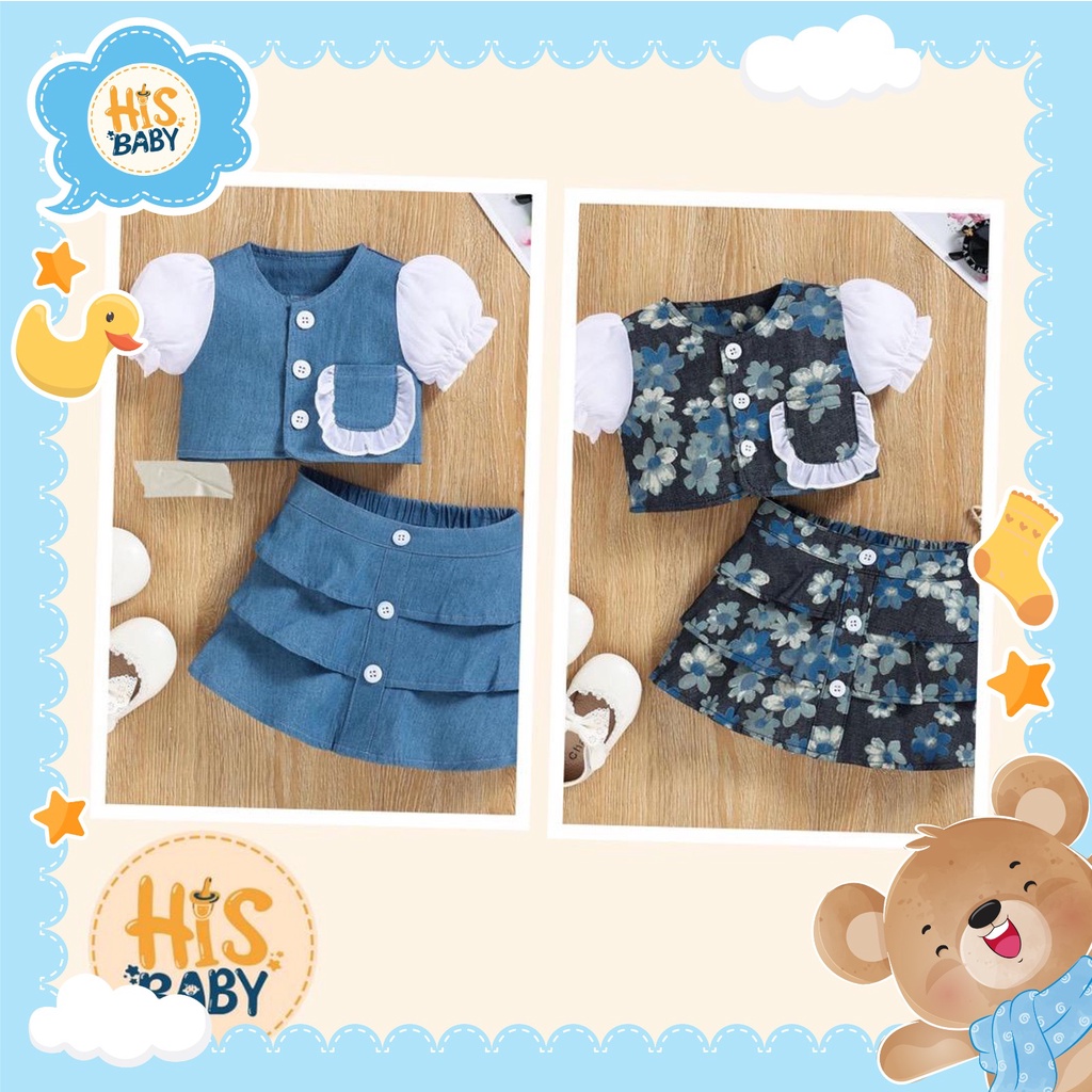His.Baby Setelan Rok 1-4 tahun Anak Perempuan, SetRok Jeans Kekinian Import Premium (UD01)