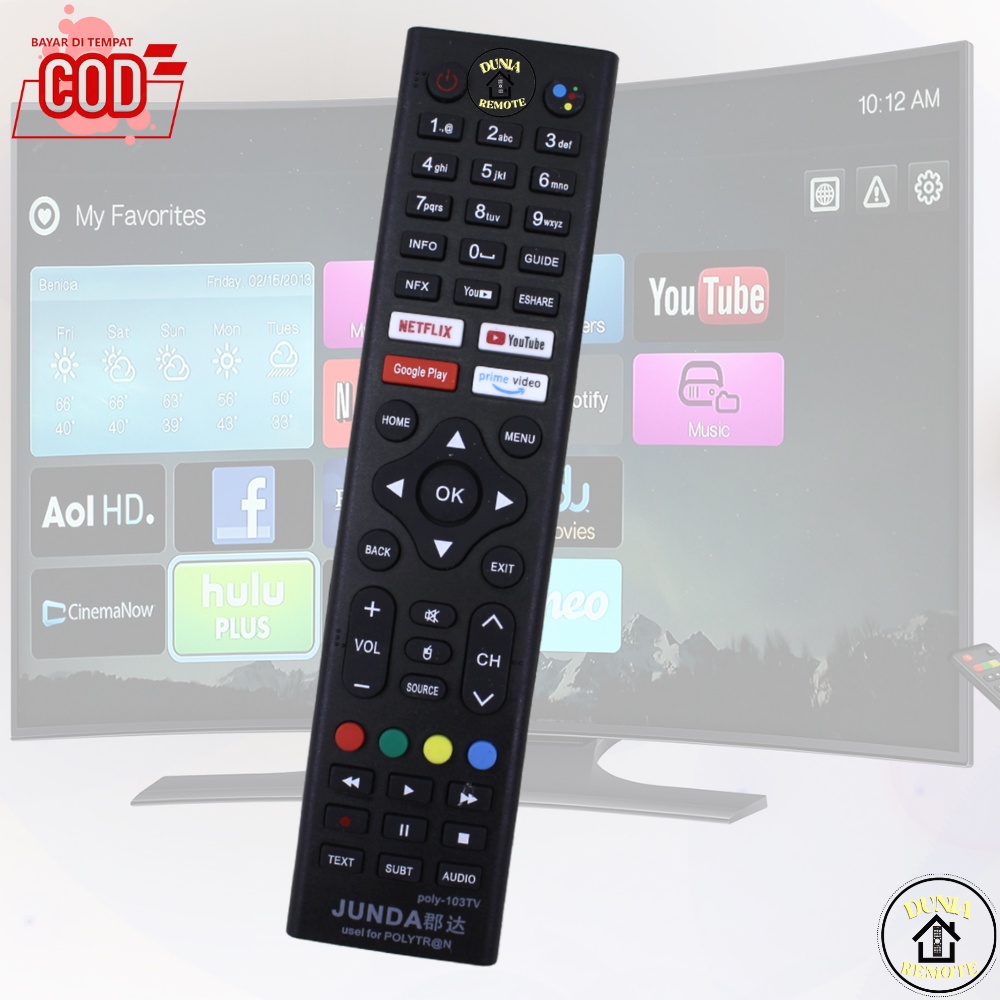 remot Remot Android SMART TV Polytron POLY103 Tr tanpa setting youtube netflix