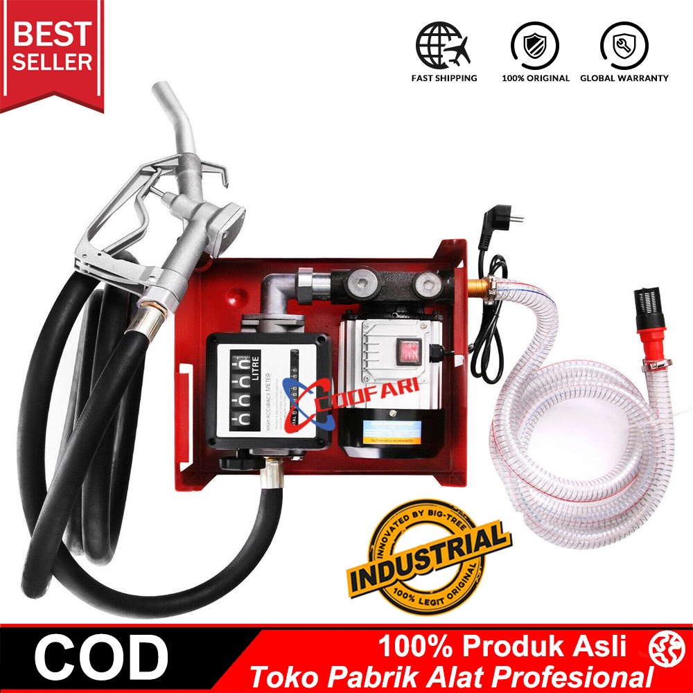 Fuel Transfer Pump Diesel 220V / Pompa Transfer Minyak Solar Bensin Full Set Power 550 Watt