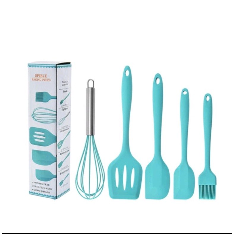 LT- Spatula Set 5in1 Peralatan Masak Sutil Silikon tahan panas Non Stick