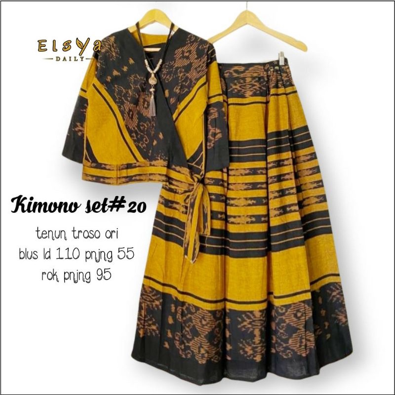 KIMONO SET/ALUNA SET/KIMONO TENUN TROSO/ROK DAN BLUS JUMBO/TENUN TROSO ORI/ORIGINAL PRODUCT By ELSYA