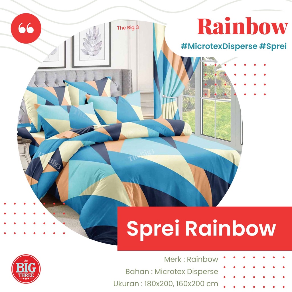 Sprei Rainbow 120x200 Tinggi 20 cm - Altezza Archie Azure Damian Cyrus Ceilo Denim Jupiter Harden Hunter Mateo Phoenix Revanko Single Size SP 180 160 RBW TBT