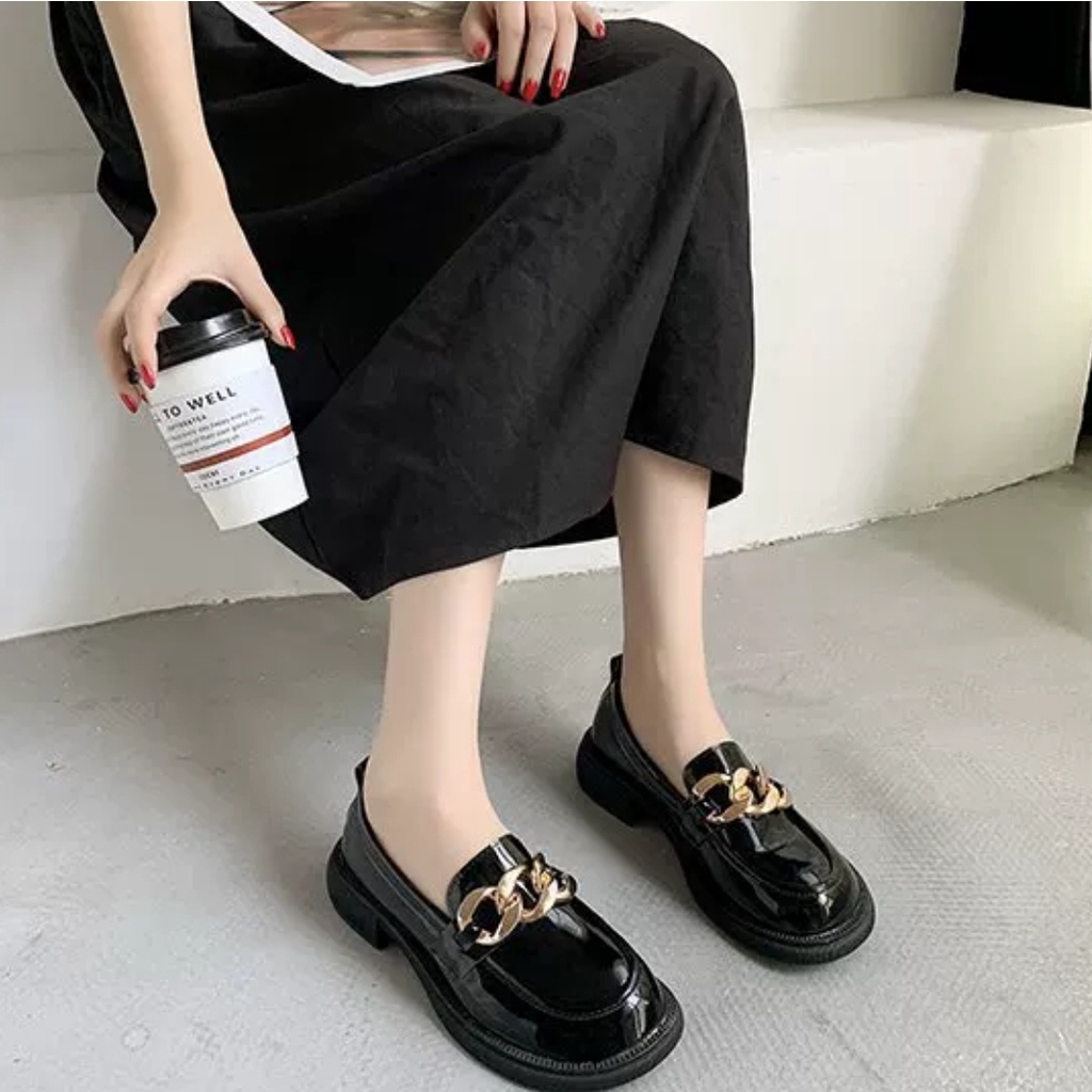 [✅BISA COD] L722 Sepatu Import Chain Oxford VIRAL