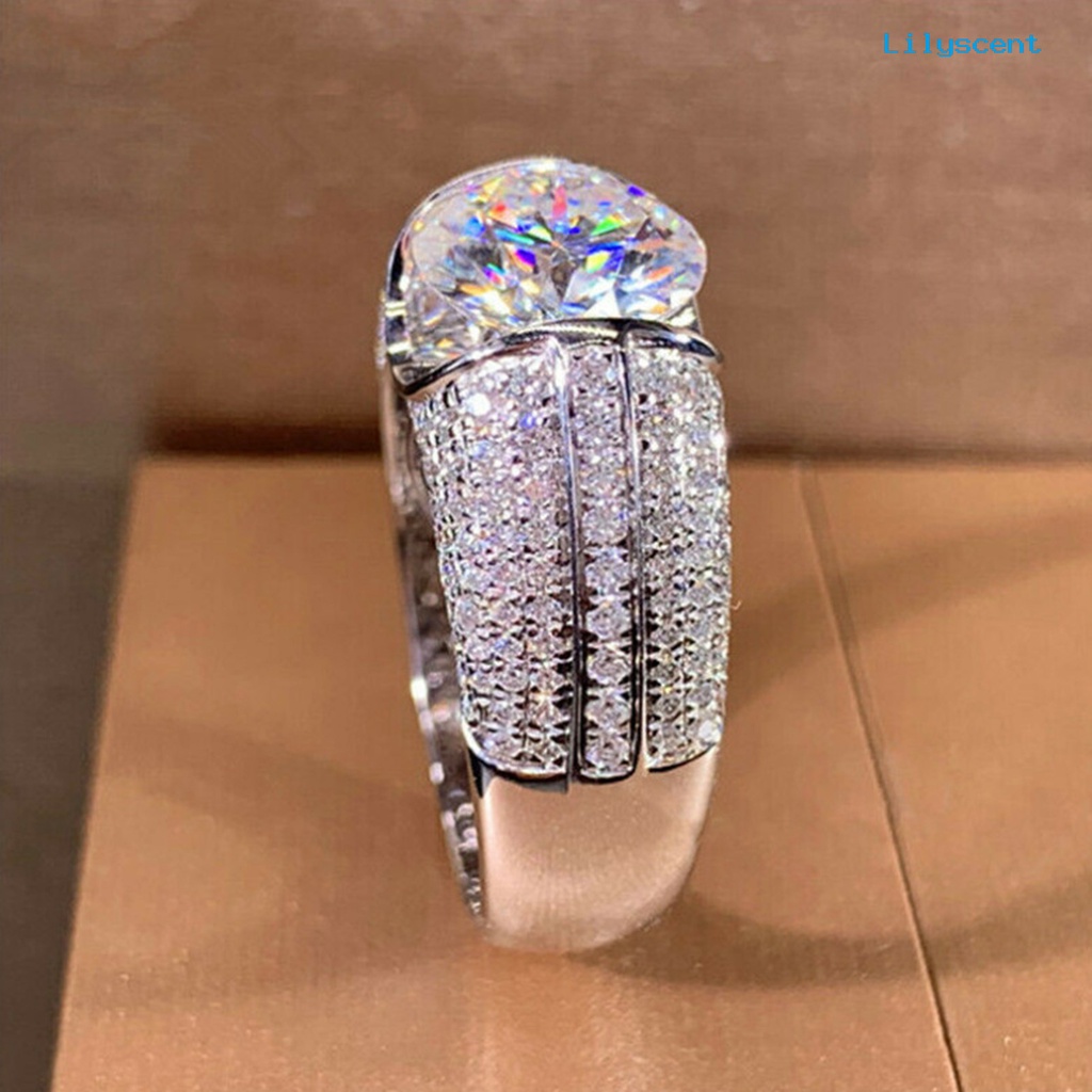 [LS] Cincin Wanita Temperamen Sederhana Alloy Cubic Zirconia Tertanam Hadiah Ideal Cincin Jari Untuk Pesta