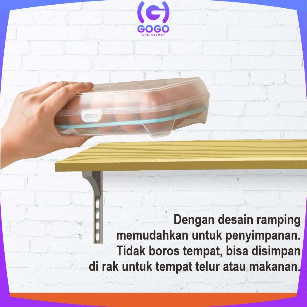 GOGO-C791 Kotak Tempat Rak Susun Penyimpanan Telur 15 Lubang Sekat / Rak Wadah Tempat Telor 15 Butir Egg Box Storage Organizer Anti Pecah