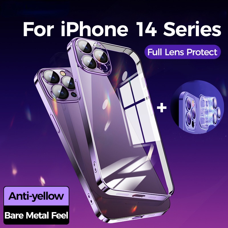 Case Pelindung Lensa Kamera Bahan TPU + PC Electroplated Tahan Banting 360 Derajat Untuk iPhone 14 13 12 pro max 11 pro max 14 Plus