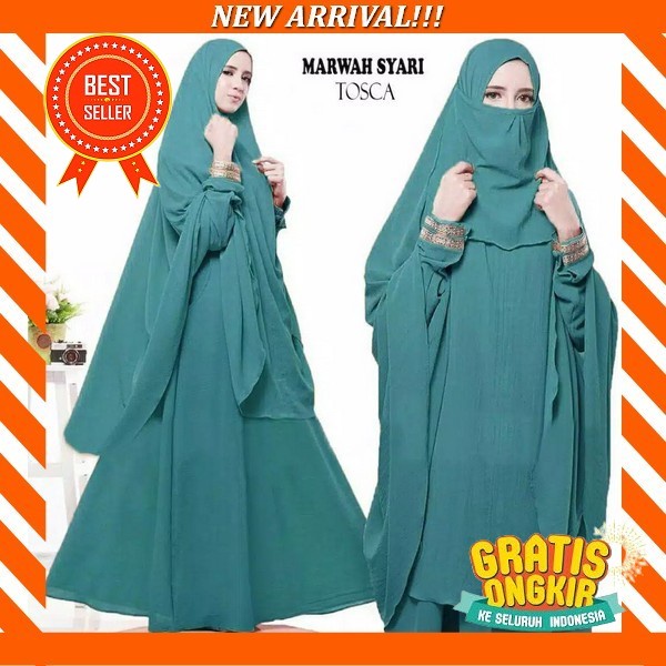 Gamis Viral Terbaru 2022Model Baru Remaja Crinkle Set Hijab Katun Rayon Premium Polos Adem Muslimah 