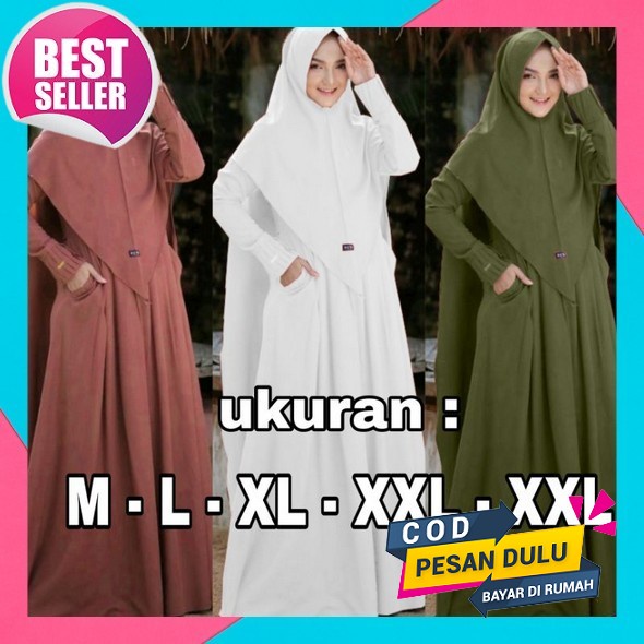 Naura Set Syar'I Original Athata By Dzee/ Gamis Set Hijab Bahan Ity Crepe Gamis Syari Set Khimar Baj
