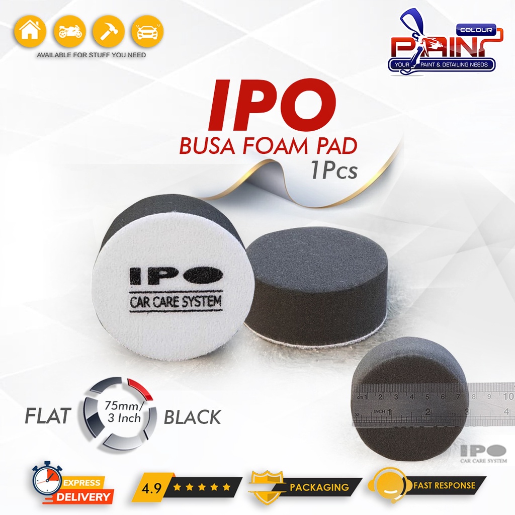 IPO Busa Flat Finishing Pad 3 inch Black - Busa Poles Flat 75mm