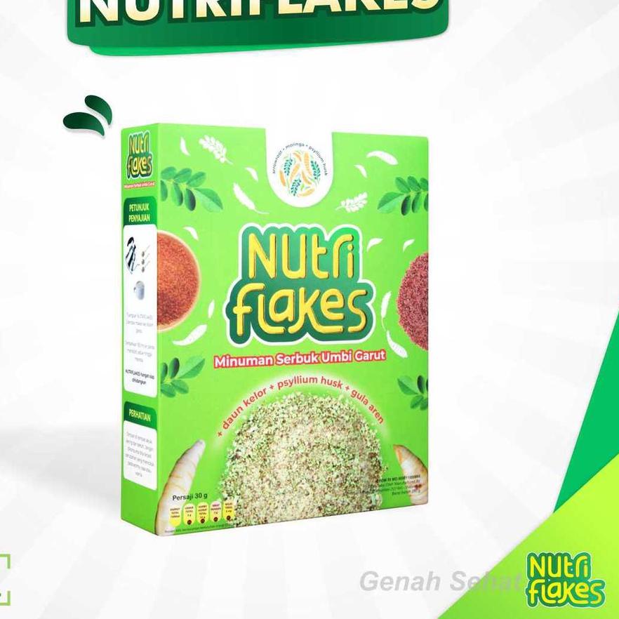 

Sale[TD4]-BISA COD!!! NUTRIFLAKES SEREAL UMBI GARUT WITH PSYILIUM HUSK & DAUN KELOR 1 BOX 280 GRAM