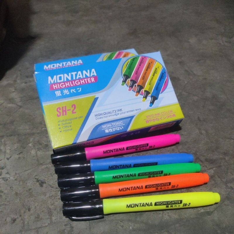 

1lsn(12pcs) SH-2 Stabilo montana Highlighter Montana spidol warna