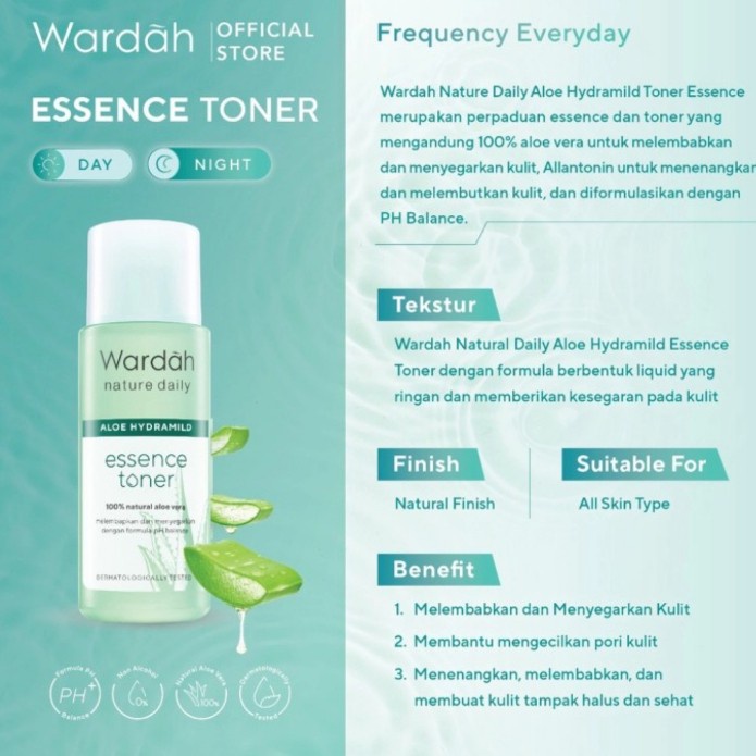 Qeila - Wardah Nature Daily Aloe Hydramild Essence Toner 100 ml