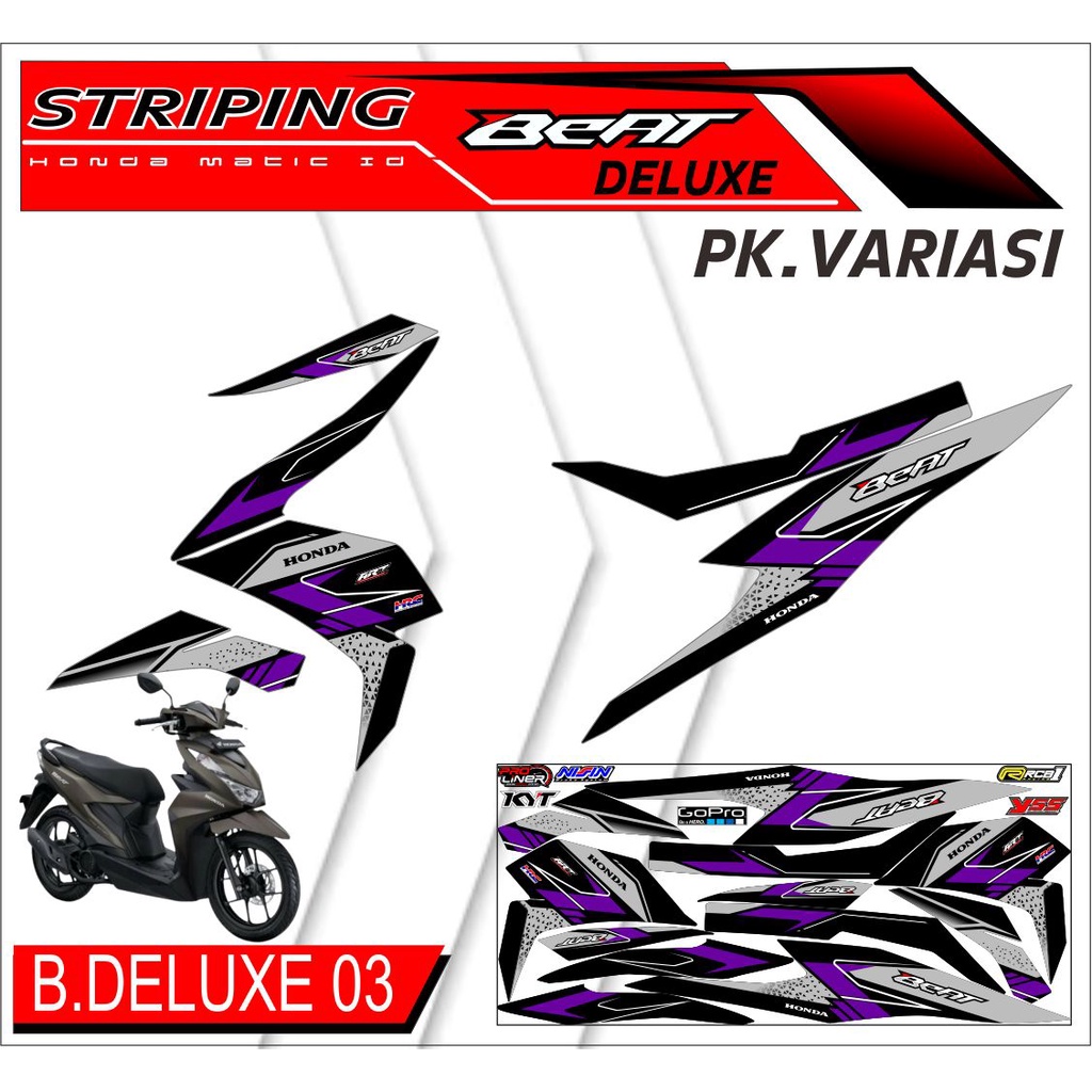 Striping Beat Deluxe - Sticker Striping List Variasi Motor Beat Deluxe Motif Racing #honda beat delu