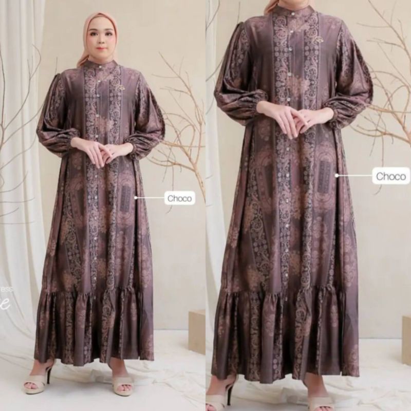 NEW ELOIS DRESS PREMIUM DRESS SILK KANCING TERBARU TERVIRAL GAMIS RAYA MUSLIMAH KEKINIAN
