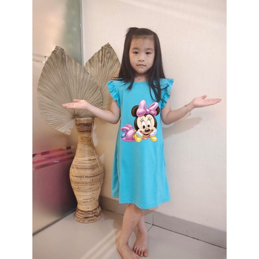 Hzl_outfit DRESS Hazel ANAK PEREMPUAN KERUT LENGAN MINIE BABY/ DRESS ANAK CEWEK LUCU