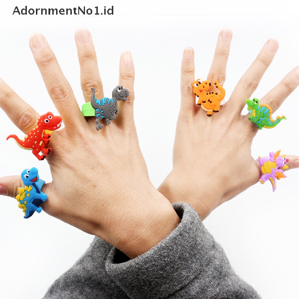 [AdornmentNo1] Cincin Dinosaurus Cincin Anak Kartun PVC Karet Lembut Dinosaurus Dekorasi Pesta Ulang Tahun Anak Nikmat Hadiah Kecil [ID]