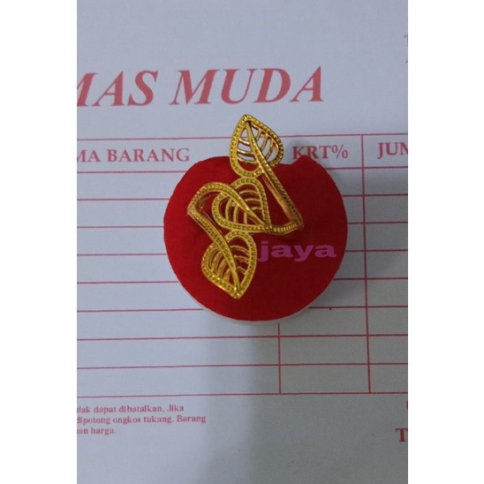 cincin lubai motif daun asli emas mudah free surat