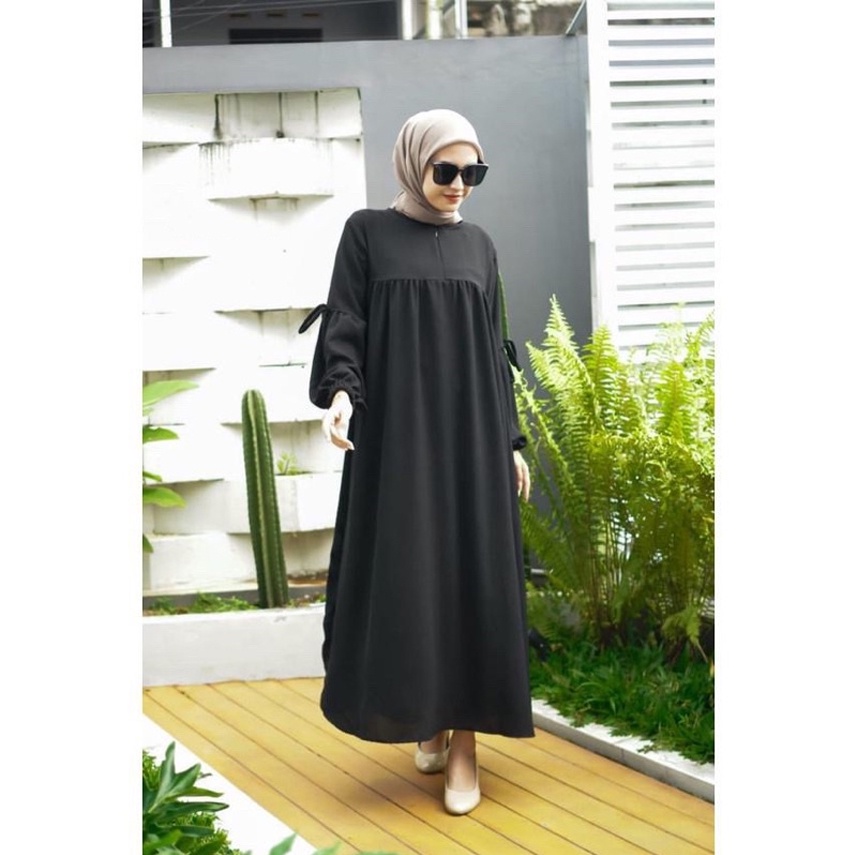 Model Gamis Terbaru 2023 Hitam Polos Simpel Modern Remaja Dress Wanita Muslim Pesta Elegan Mewah Kekinian