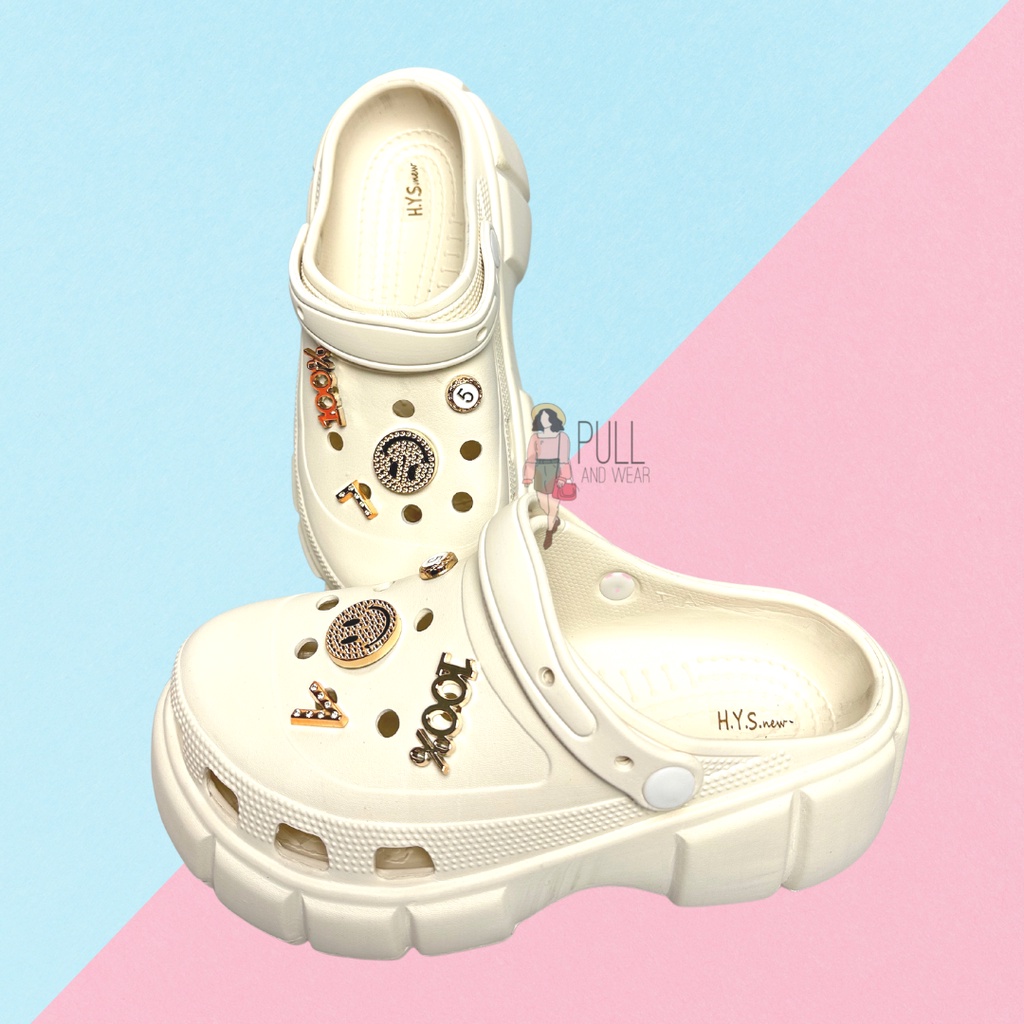 Sandal Baim Import Wedges Tinggi BKK / Sandal Jelly Fuji / Sandal wanita classic Bae Clog platform Jibbitz / Sandal Fashion Wanita