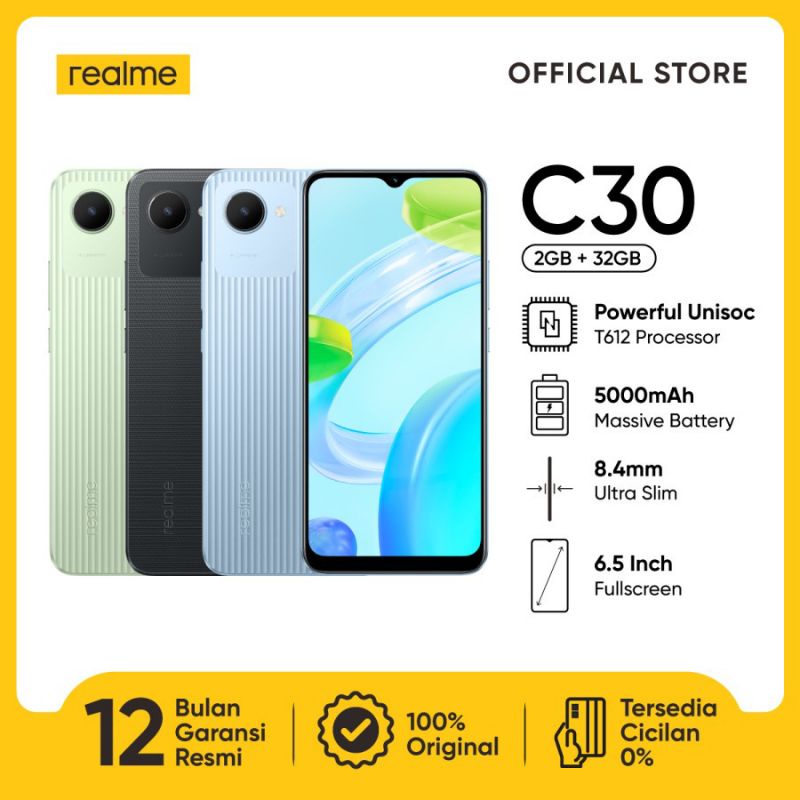 HP REALME C30 2/32 Ram 2GB INTERNAL 32GB GARANSI RESMI REALME