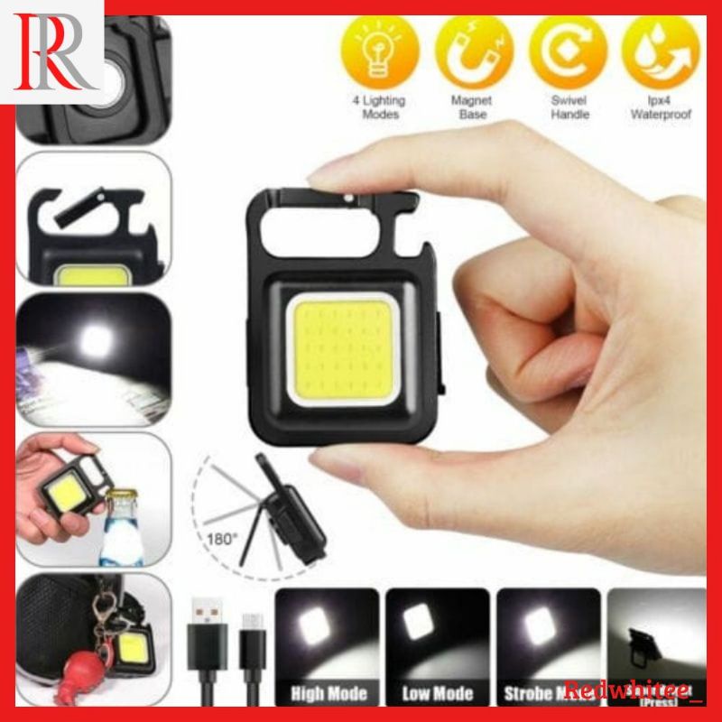 keychain light mini senter mini cob led rechargeable