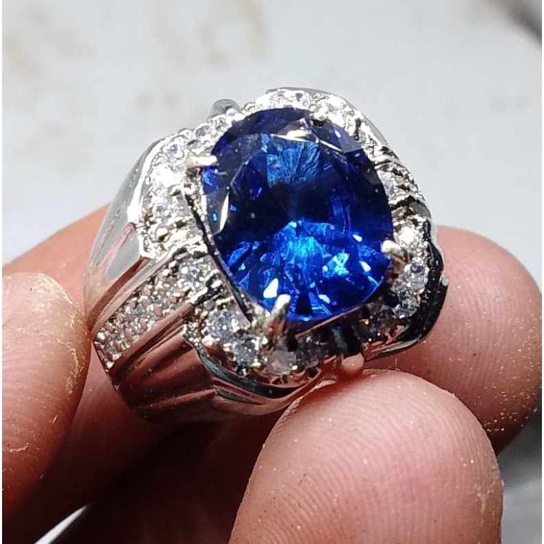 CINCIN BATU KING ROYAL BLUE SAFIR ASLI CATAM HIGH QUALITY