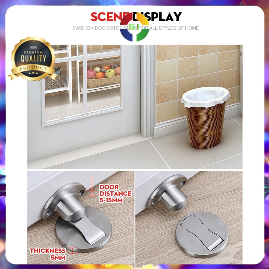 Penahan Pengganjal Pintu Anti Lecet Stainless Door Stopper Silver COD