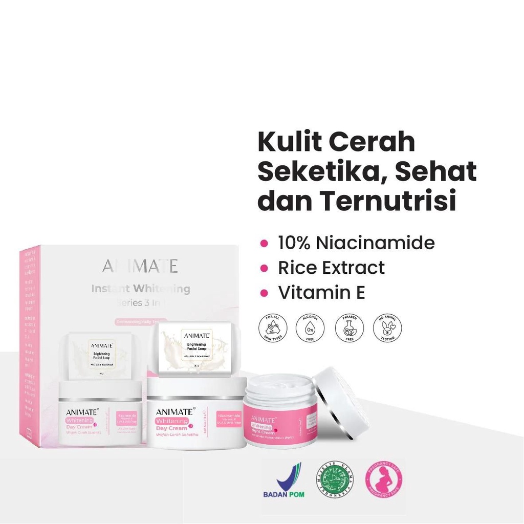 Animate Whitening Series 3in1  - Paket Skincare Wajah - Skincare Glowing