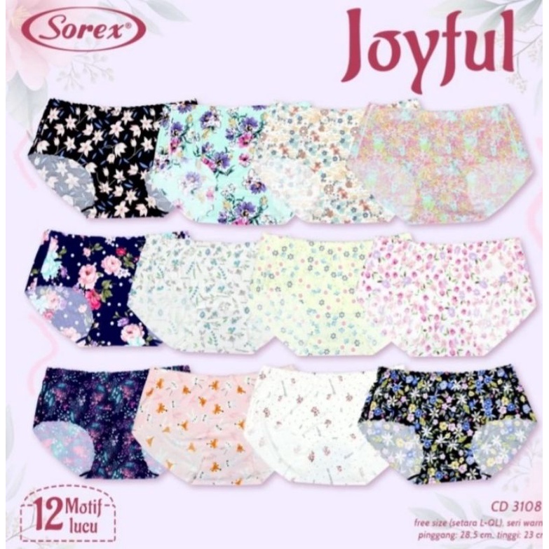 6 PCS CELANA SOREX SEAMLESS 31081 MOTIF/CELANA DALAM WANITA KEMBANG/CELANA DALAM SEKSI