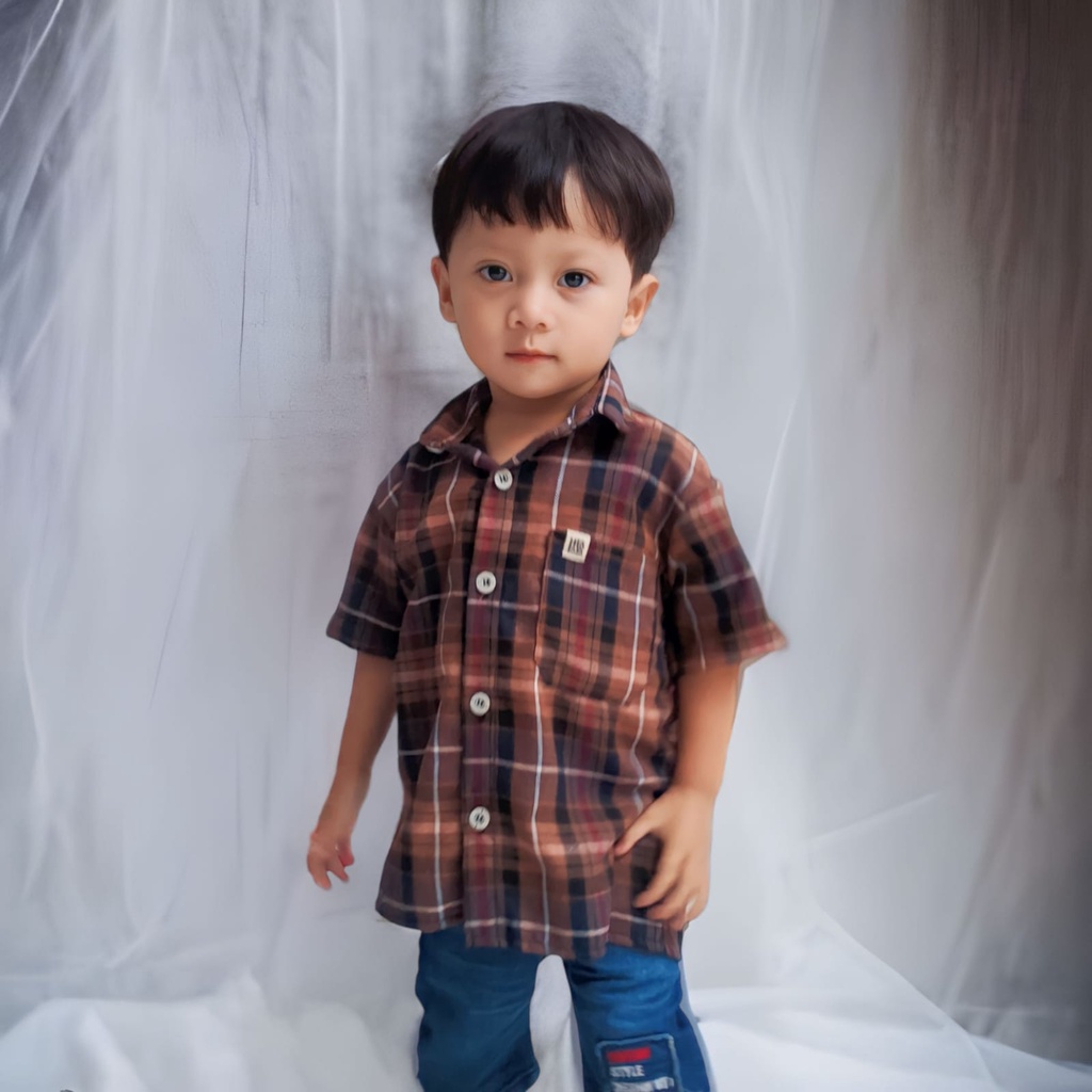 KEMEJA FLANNEL LENGAN PENDEK ANAK 2-6 TAHUN