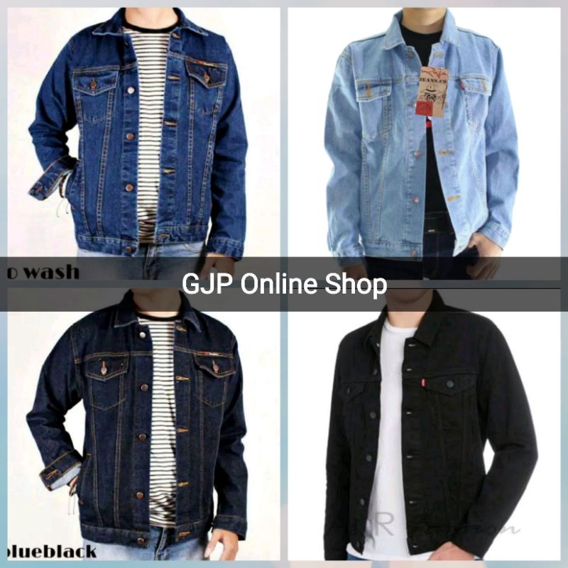 Jaket jeans pria denim size M L XL XXL XXXL XXXXL