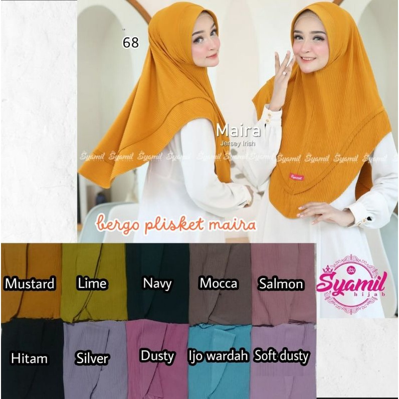 Bergo instan plisket maira syamil/ jilbab plisket instan maira syamil/ syamil hijab