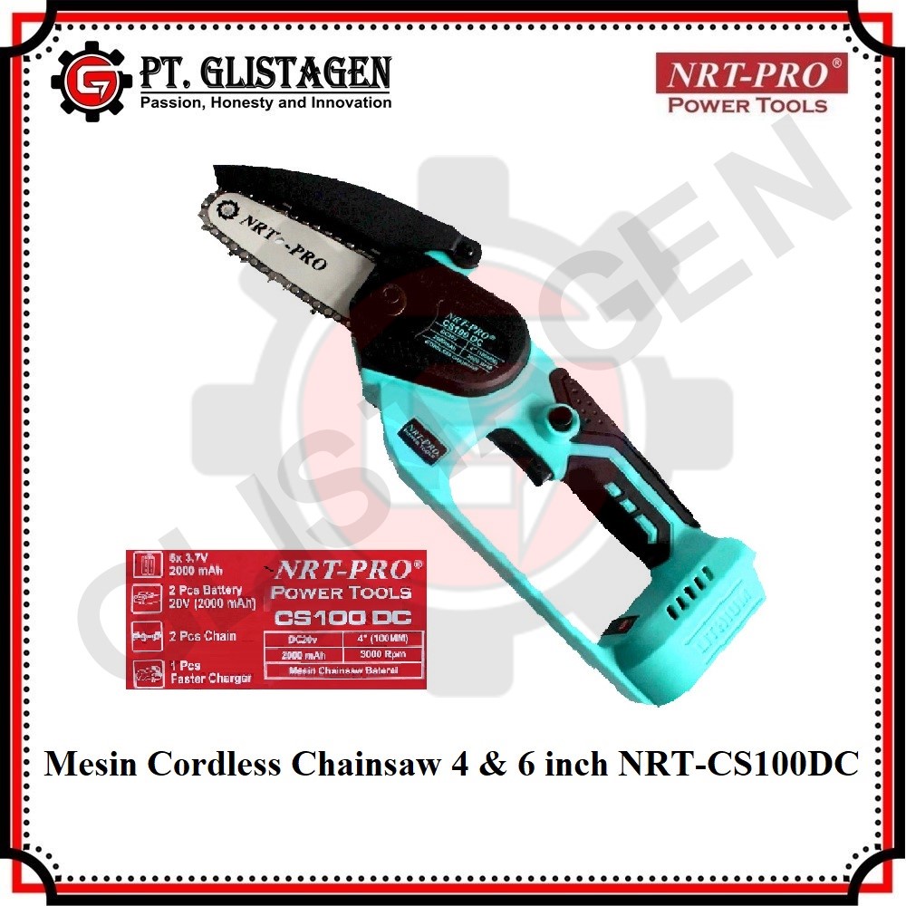 NRT-PRO CS100 Mini Chainsaw Cordless 6&amp;4 Inch CS 100 DC Chainsaw Baterai