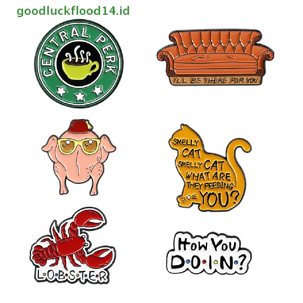 [GOOGFOUR] Teman How You Doin Enamel Pin Custom Kucing Bau Sofa Lobster Turki Bros Kerah Lencana Hadiah Perhiasan TV Klasik [TOP]