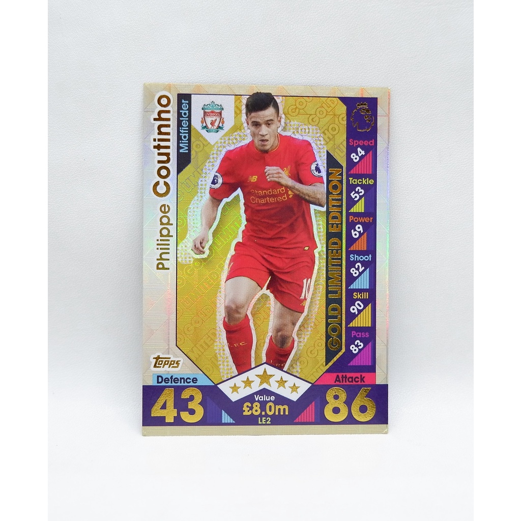 Kartu Bola 2016/2017  Philippe Coutinho Liverpool Limited