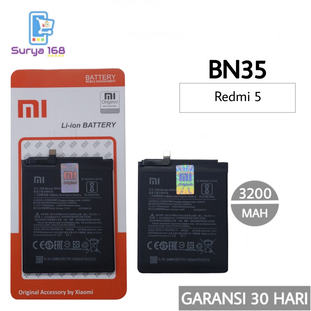 BATTERY BATERAI BATTERE BATRE XIAOMI REDMI 5 BN-35 BN35