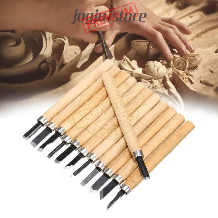 Set Pisau Pahat 12 Pcs Pisau Tatah Alat Ukir / Serut Kayu Wood Carving