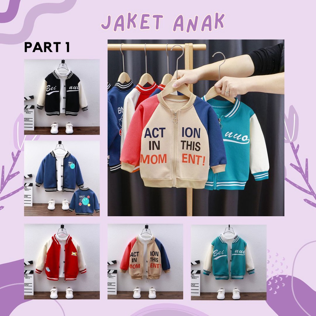 mineboo JACKET Anak laki-laki perempuan Hoodie Anak Import imut baseball jaket harian part1